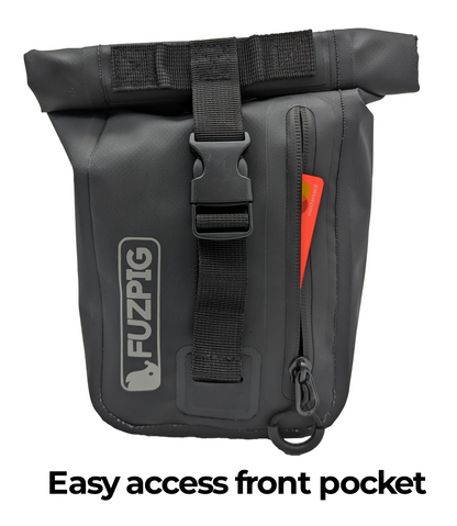 Fuzpig Roll top Waterproof Thigh Bag. Ideal for Dog Training, Horse Riding, Motorbike Riding and Outdoor Activities, Holster Bag Totally Waterproof (Black)