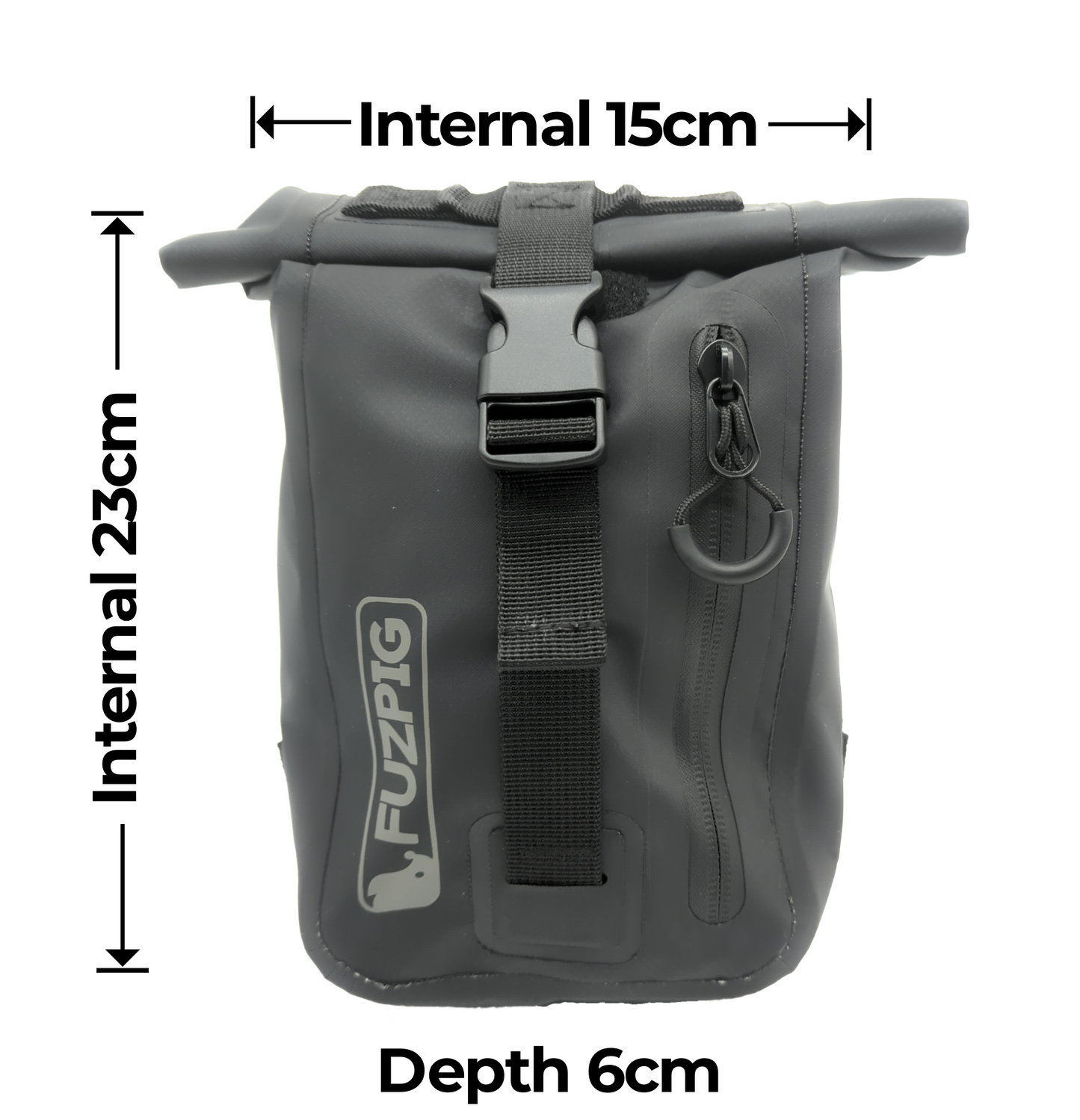 Fuzpig Roll top Waterproof Thigh Bag. Ideal for Dog Training, Horse Riding, Motorbike Riding and Outdoor Activities, Holster Bag Totally Waterproof (Black)