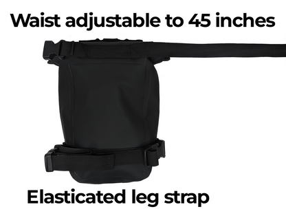 Fuzpig Roll top Waterproof Thigh Bag. Ideal for Dog Training, Horse Riding, Motorbike Riding and Outdoor Activities, Holster Bag Totally Waterproof (Black)